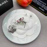 18K CC Pink Butterfly Gold Earrings