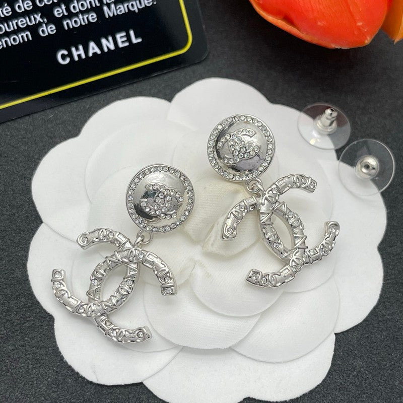 18K CC Pearl & Diamond Drop Earrings