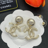 18K CC Pearl & Diamond Drop Earrings