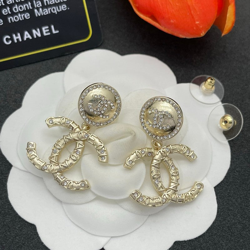 18K CC Pearl & Diamond Drop Earrings