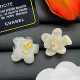 18K CC Color Flower Resin Earrings