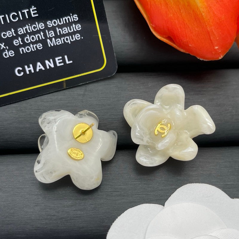 18K CC Color Flower Resin Earrings