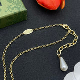 18K GG Gold Pearl Drop Necklace
