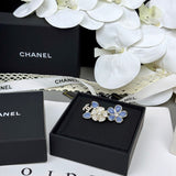18K CC 26C Blue Flower Diamond Brooch