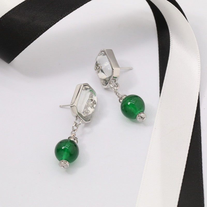 18K CC Emerald Small Drop Earrings