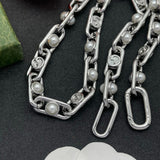 18K GG Gold Pearl Chain Necklace