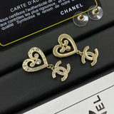 18K CC Diamond Heart Earrings
