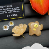 18K CC Color Flower Resin Earrings