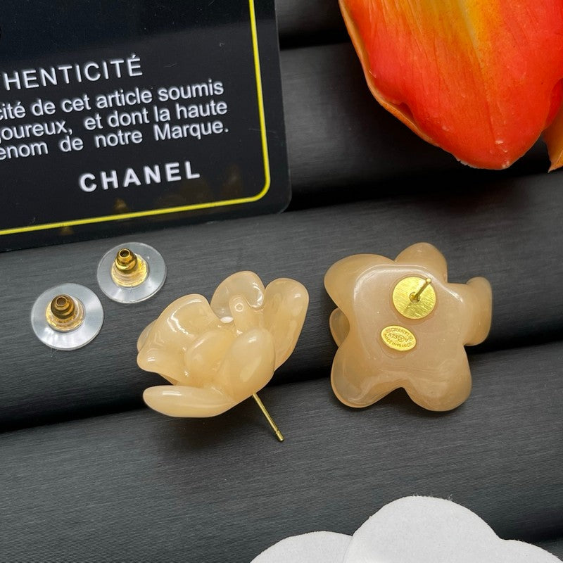 18K CC Color Flower Resin Earrings