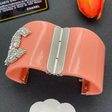 18K CC Pearl Diamond Pink Cuff Bracelet