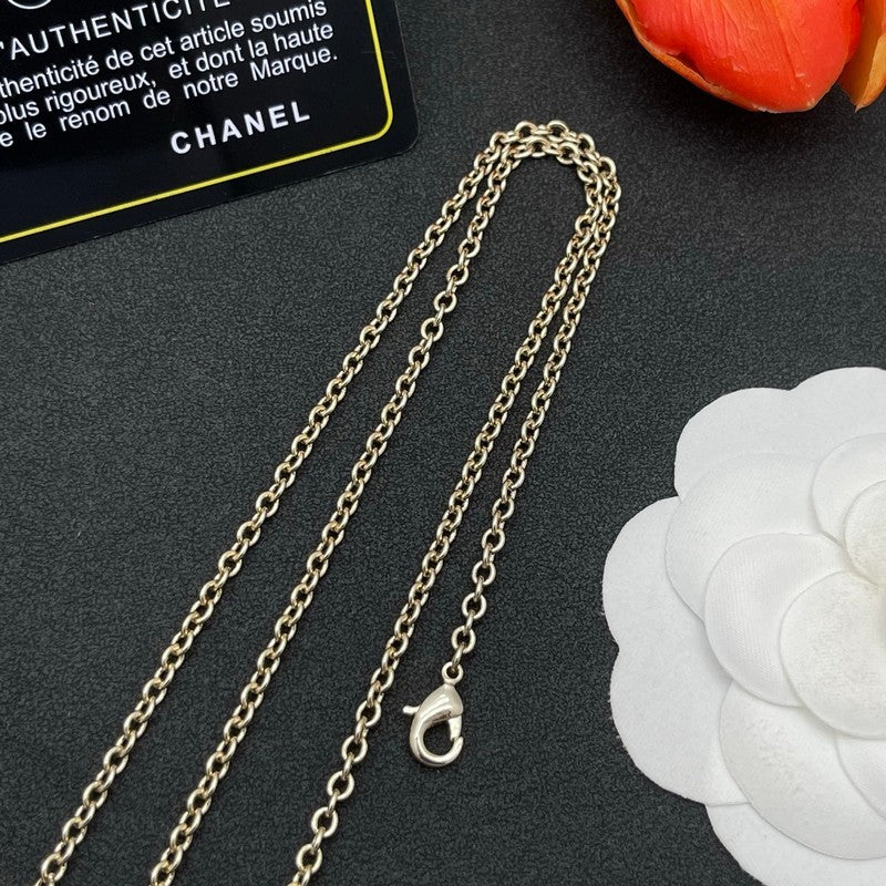 18K CC Color Crystal Pearl Chain Necklace