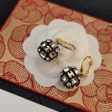 18K CC Round Crystals Earrings