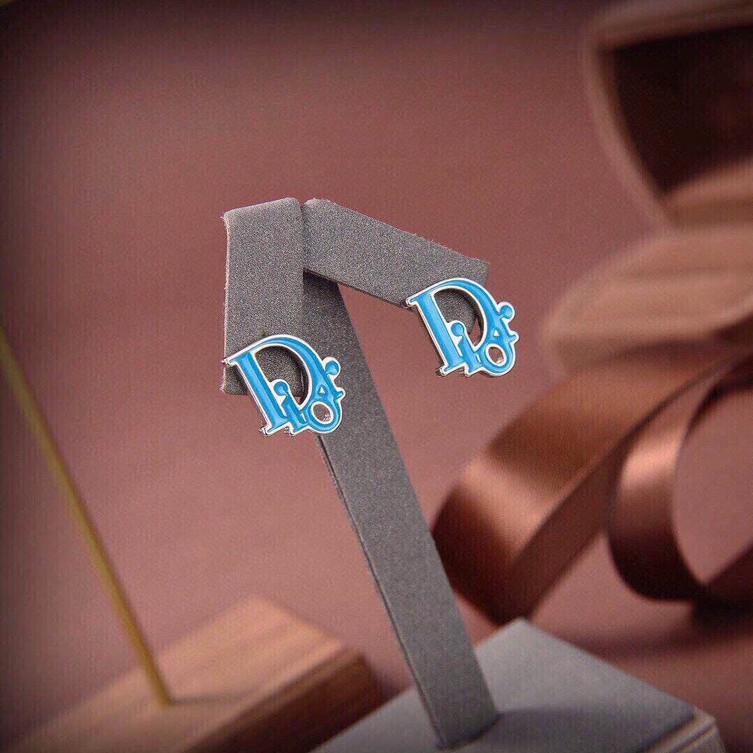 18K CD Blue Earrings