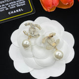 18K CC Pearl Drop Earrings