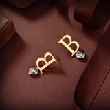 18K BB Heart Drop Earrings