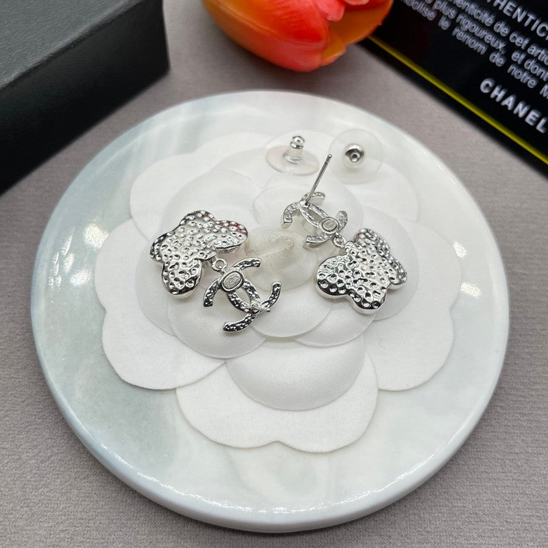 18K CC Pink Butterfly Gold Earrings