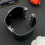 18K CC Pearl & Diamond Black Cuff Bracelet