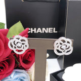 18K CC Camellia Diamond Earrings