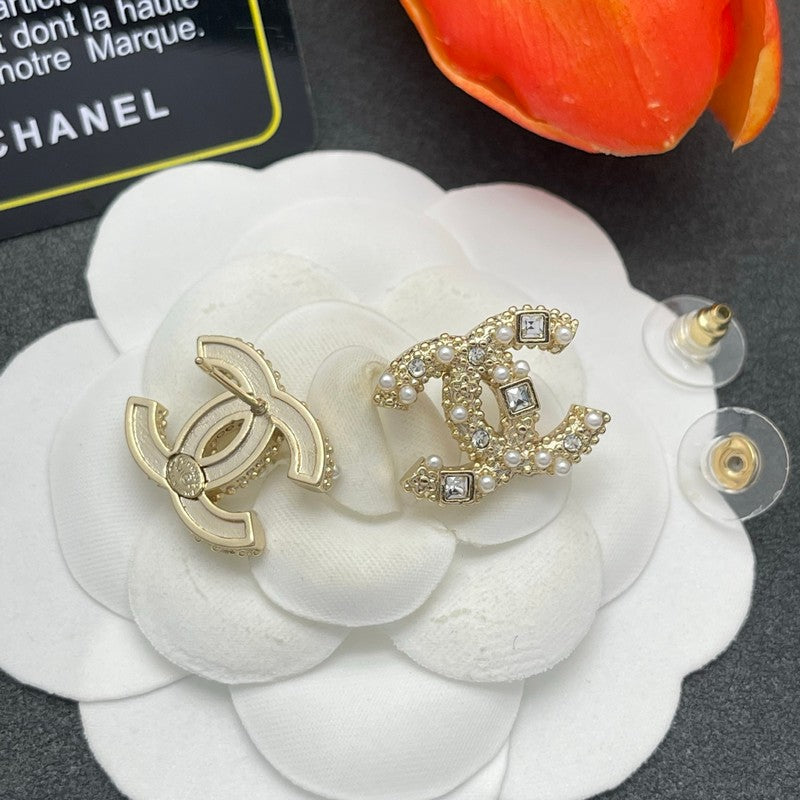 18K CC Pearl & Diamond Earrings