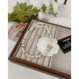 18K CC Bow Diamond Pearl Necklace