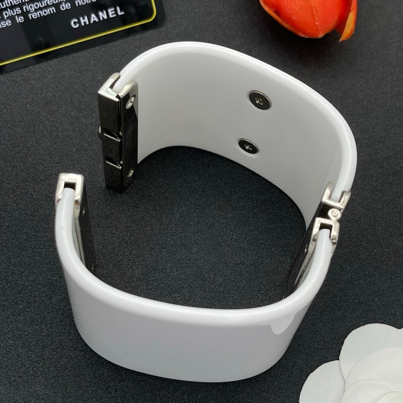 18K CC Pearl Diamond White Cuff Bracelet