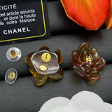 18K CC Color Flower Resin Earrings