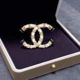 18K CC Pearl Brooch