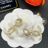 18K CC Pearl & Diamond Drop Earrings