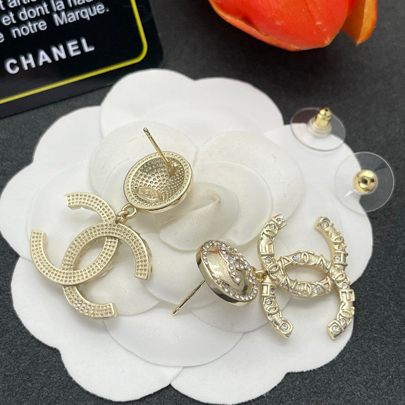 18K CC Pearl & Diamond Drop Earrings