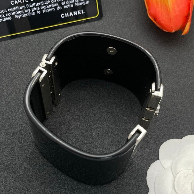 18K CC Pearl Diamond Black Cuff Bracelet