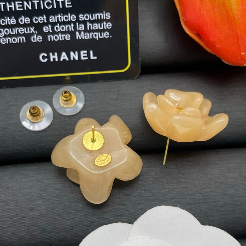 18K CC Color Flower Resin Earrings