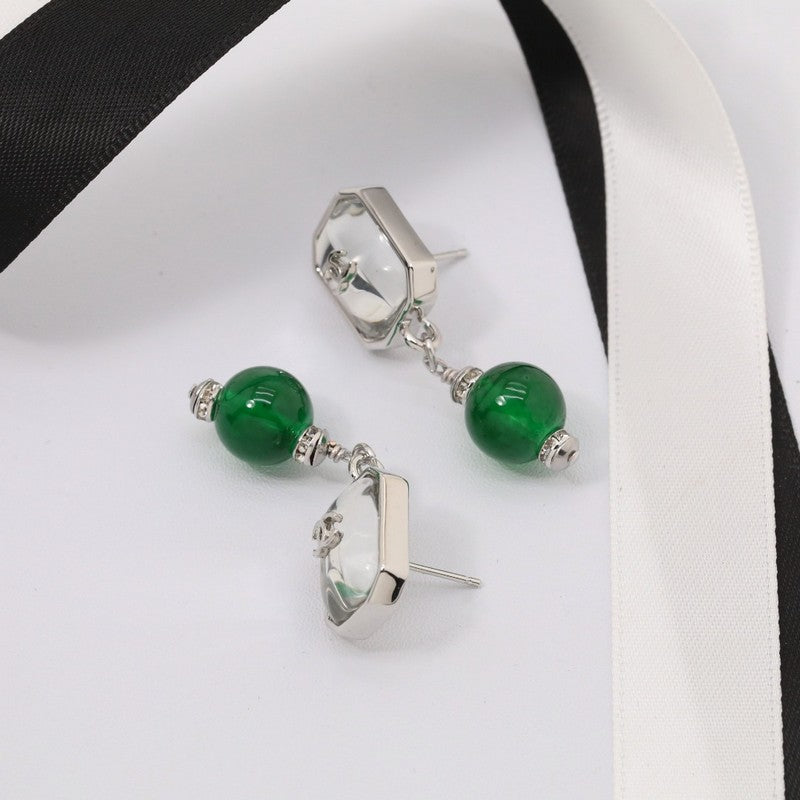 18K CC Emerald Small Drop Earrings