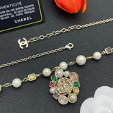18K CC Color Crystal Pearl Chain Necklace