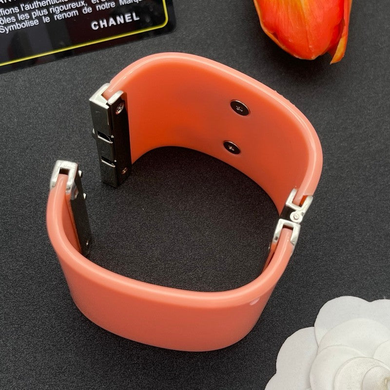 18K CC Pearl Diamond Pink Cuff Bracelet