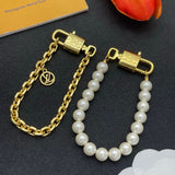 18K Louis Pearl & Gold Chain Bracelet Set