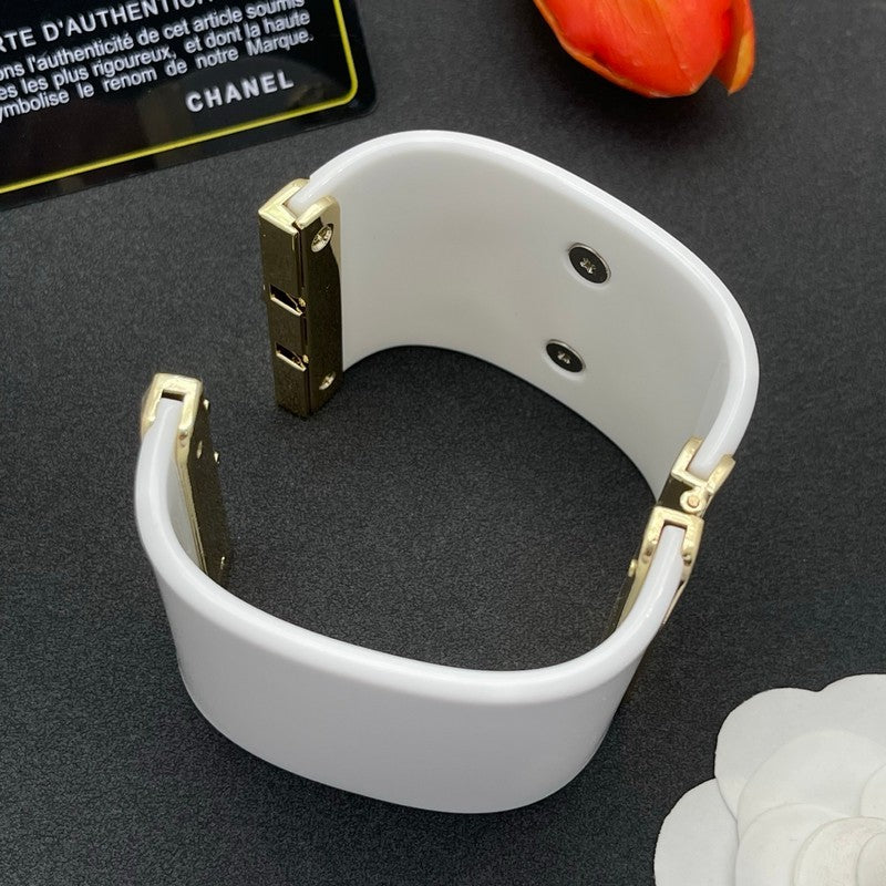 18K CC Pearl Diamond White Cuff Bracelet
