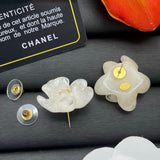 18K CC Color Flower Resin Earrings