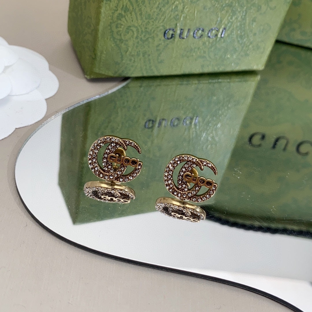 18K GG Logo Diamonds Earrings