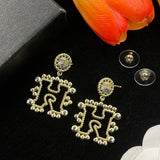 18K CC Diamond Gold Earrings