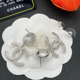 18K CC Pearl & Diamond Drop Earrings