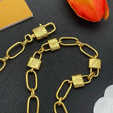18K Louis Lock Gold Chain Necklace