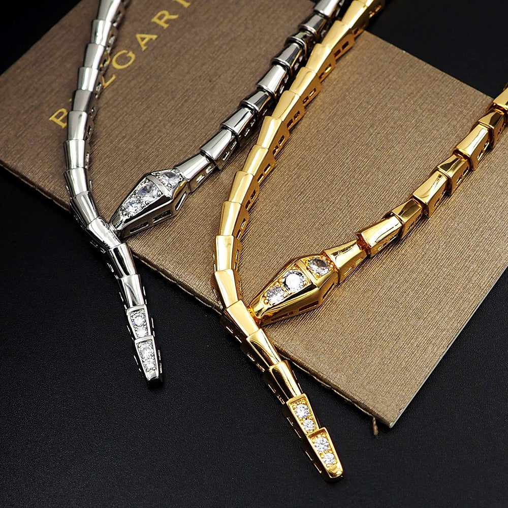 18K BV Serpenti Viper Demi-Pave Diamonds Necklace