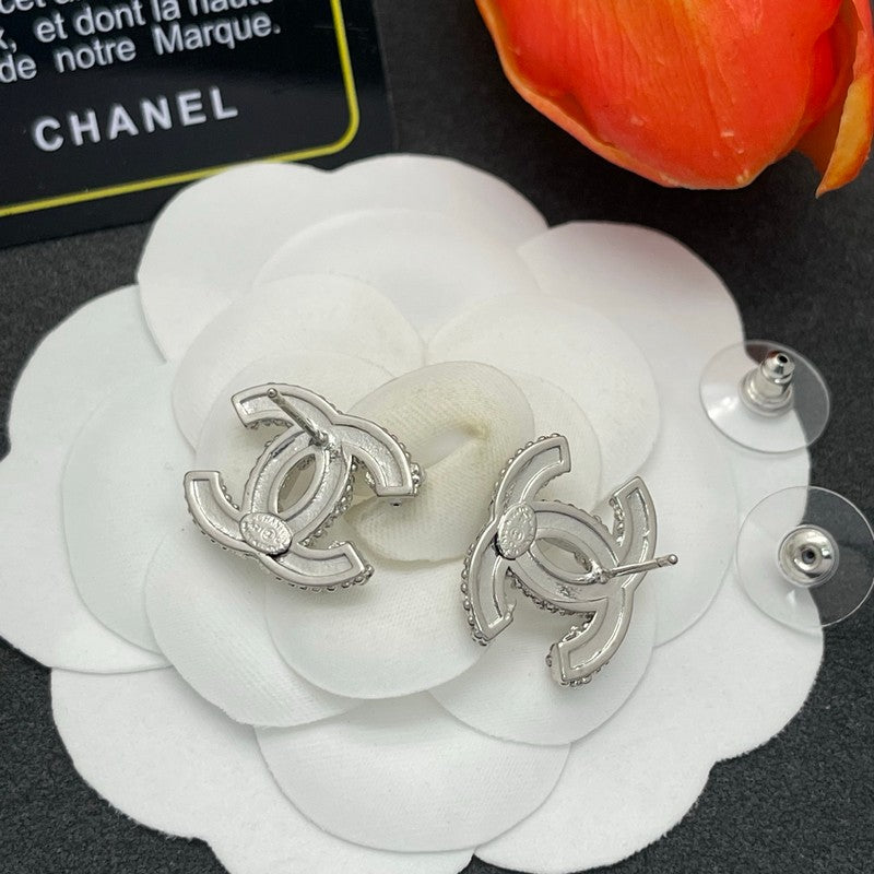 18K CC Pearl & Diamond Earrings
