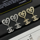 18K CC Diamond Heart Earrings
