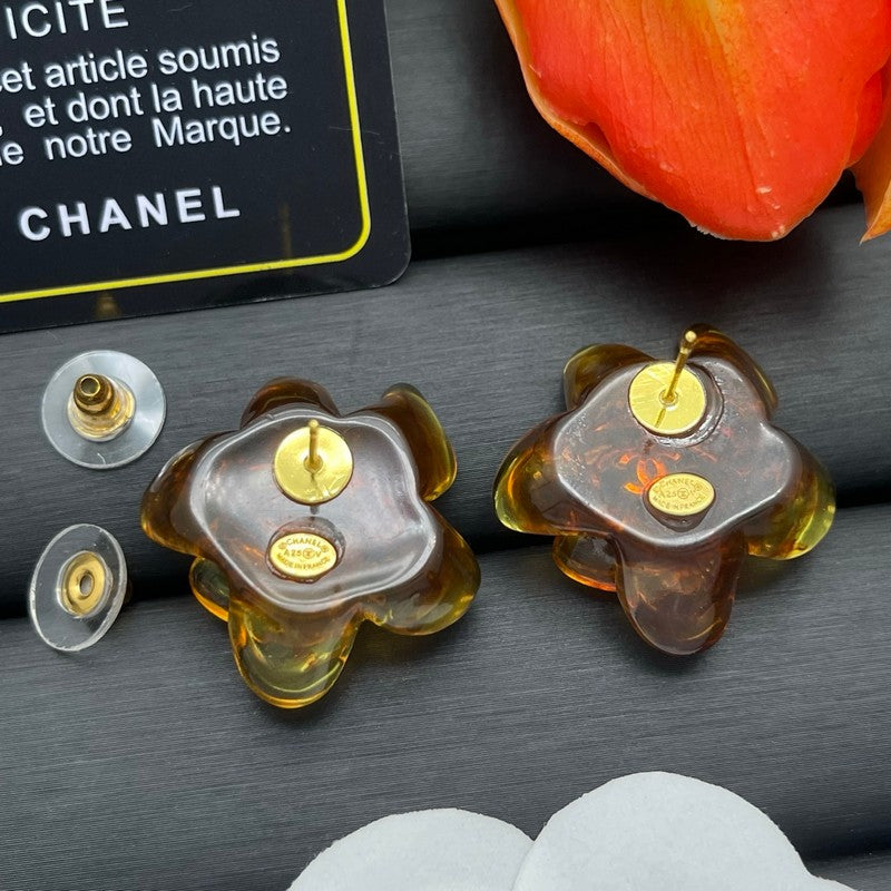 18K CC Color Flower Resin Earrings