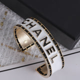 18K CC White Cuff Bracelet
