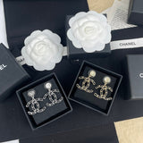 18K CC Leather Gold Earrings