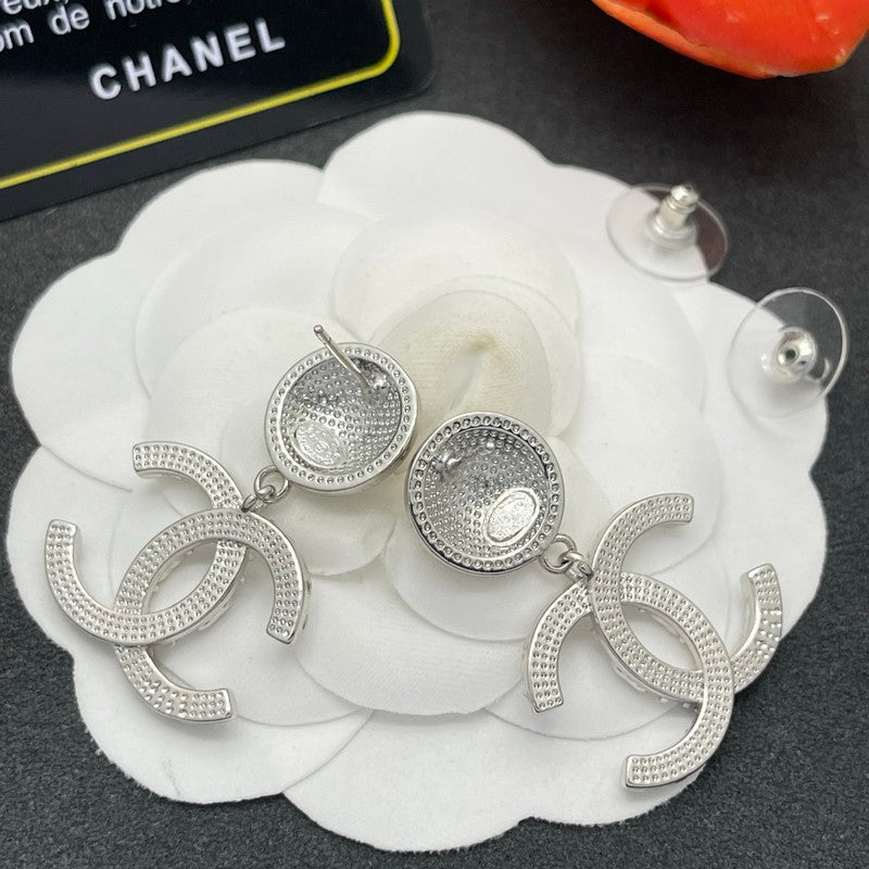 18K CC Pearl & Diamond Drop Earrings