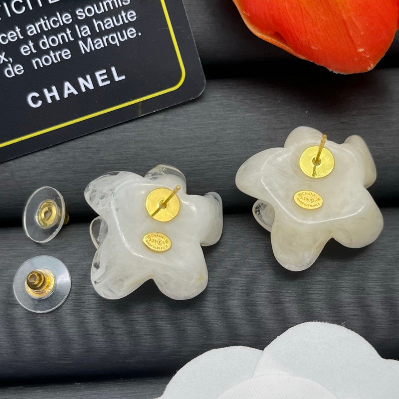 18K CC Color Flower Resin Earrings