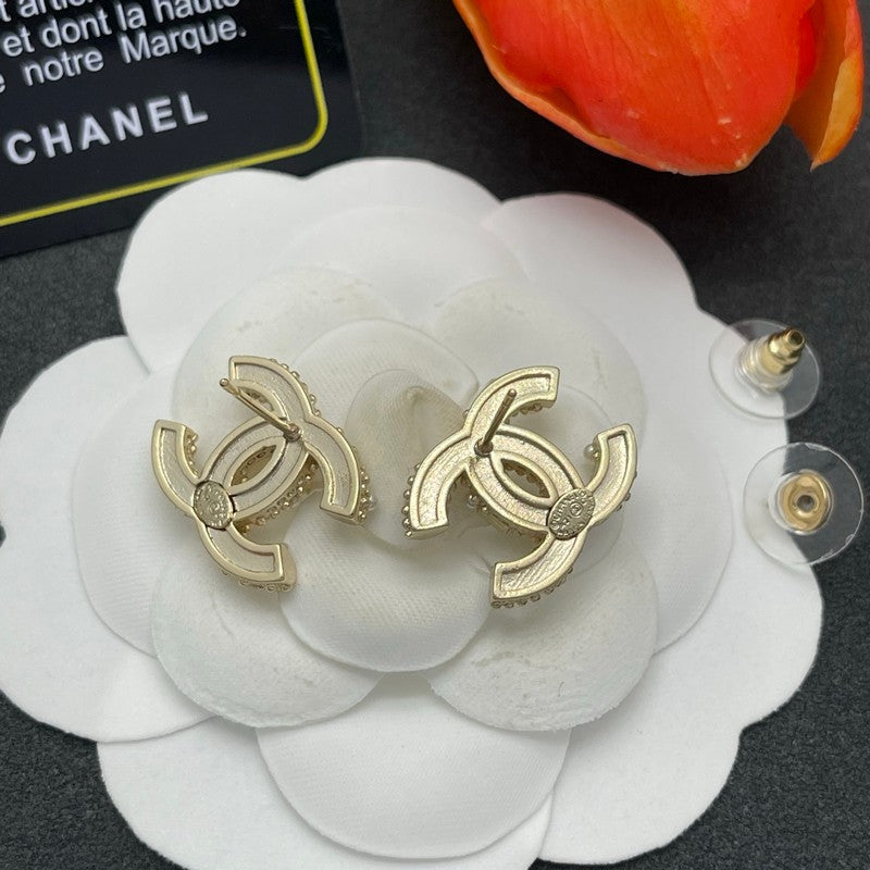 18K CC Pearl & Diamond Earrings